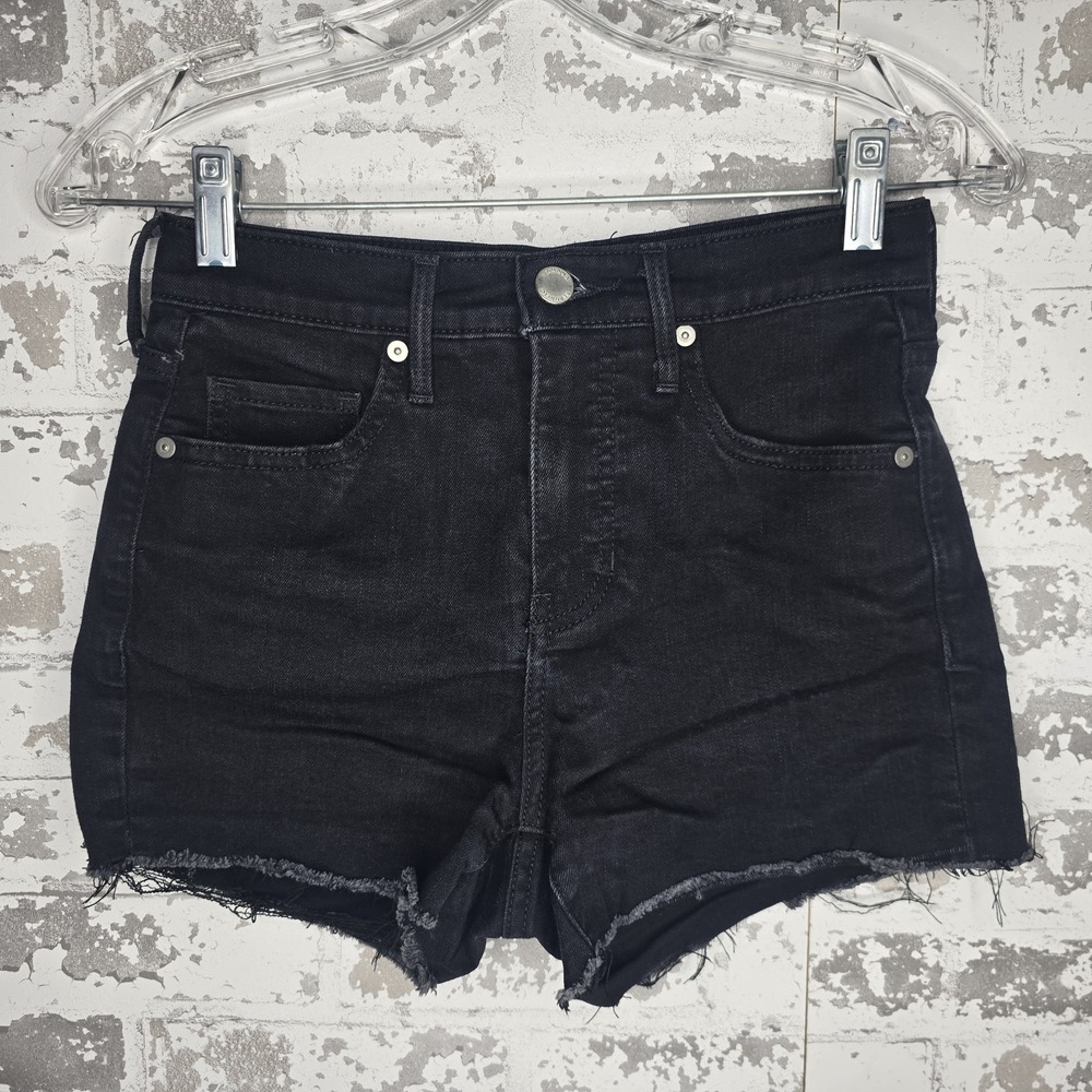 Banana Republic Jean Shorts Womens 24 Black‎ Stretch Premium Denim Cutoff 3"